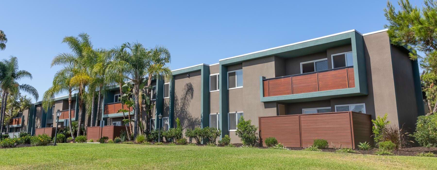 a building with palm trees