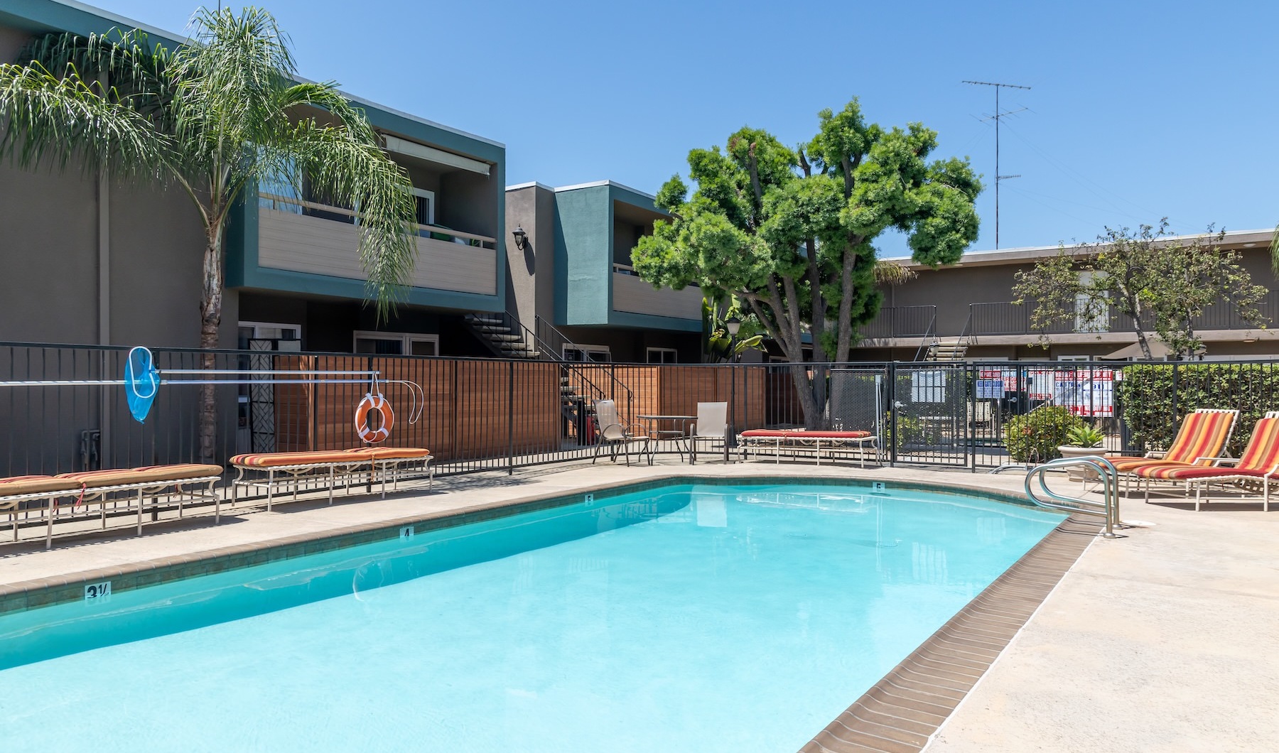 a pool in a courtyard